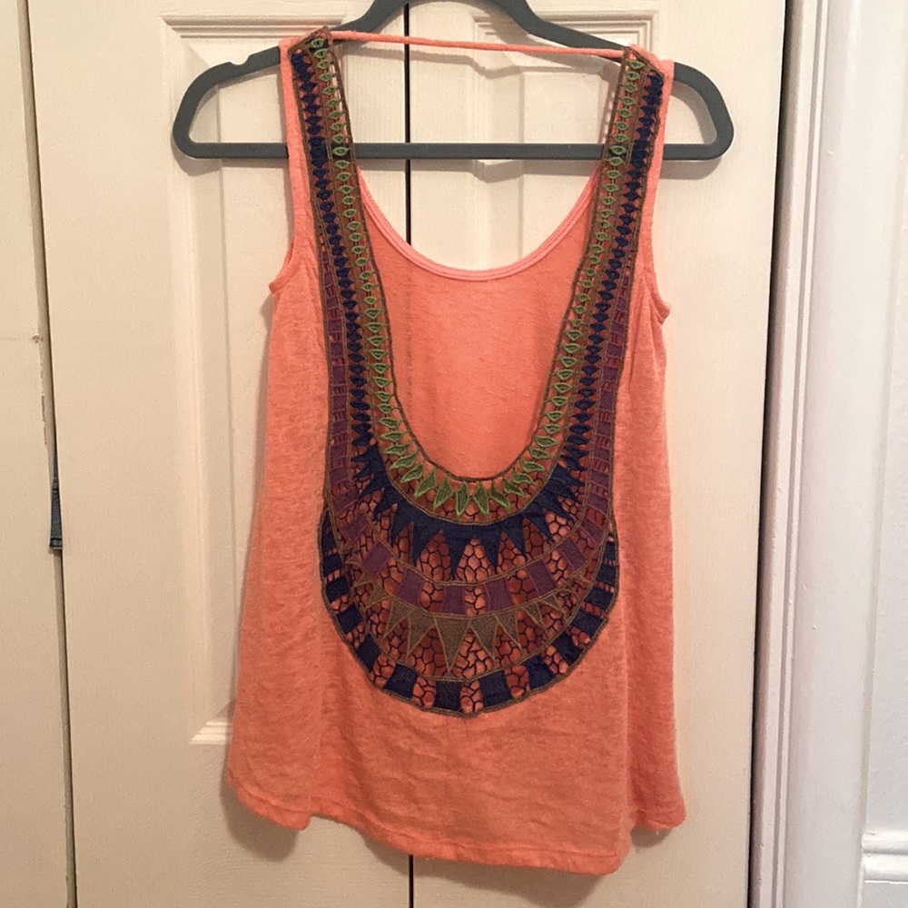 Coral crochet low back tank - Small